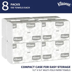 Kleenex® Multi-Fold 1-Ply Paper Towels, 150 Sheets per Bundle, 8 Bundles per Carton, 1200 Sheets Total