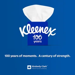 Kleenex® Professional Facial Tissue for Business, Flat Tissue Boxes, 2-Ply, White, 100 Tissues Per Box, Carton Of 36 Boxes