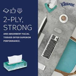 Kleenex® Professional Facial Tissue for Business, Flat Tissue Boxes, 2-Ply, White, 100 Tissues Per Box, Carton Of 36 Boxes