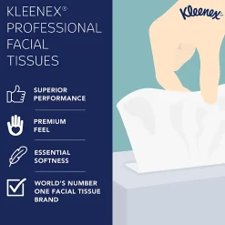 Kleenex® Professional Facial Tissue for Business, Flat Tissue Boxes, 2-Ply, White, 100 Tissues Per Box, Carton Of 36 Boxes