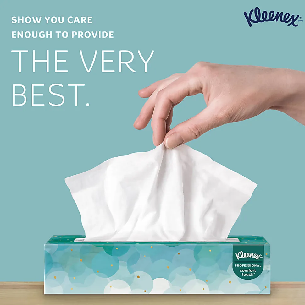 Kleenex® Professional Facial Tissue for Business, Flat Tissue Boxes, 2-Ply, White, 100 Tissues Per Box, Carton Of 36 Boxes