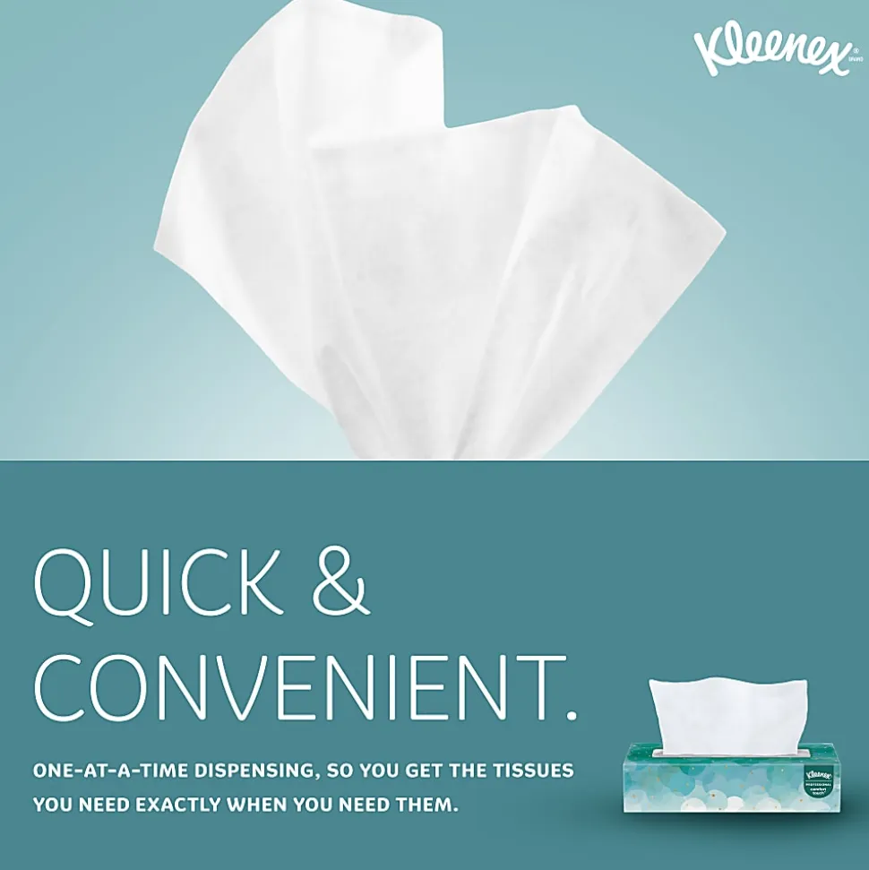Kleenex® Professional Facial Tissue for Business, Flat Tissue Boxes, 2-Ply, White, 100 Tissues Per Box, Carton Of 36 Boxes