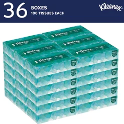 Kleenex® Professional Facial Tissue for Business, Flat Tissue Boxes, 2-Ply, White, 100 Tissues Per Box, Carton Of 36 Boxes