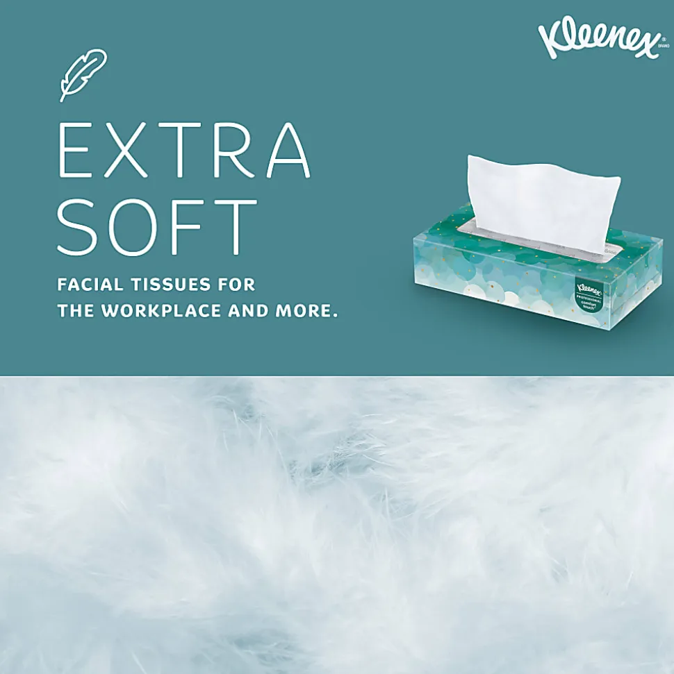 Kleenex® Professional Facial Tissue for Business, Flat Tissue Boxes, 2-Ply, White, 100 Tissues Per Box, Carton Of 36 Boxes