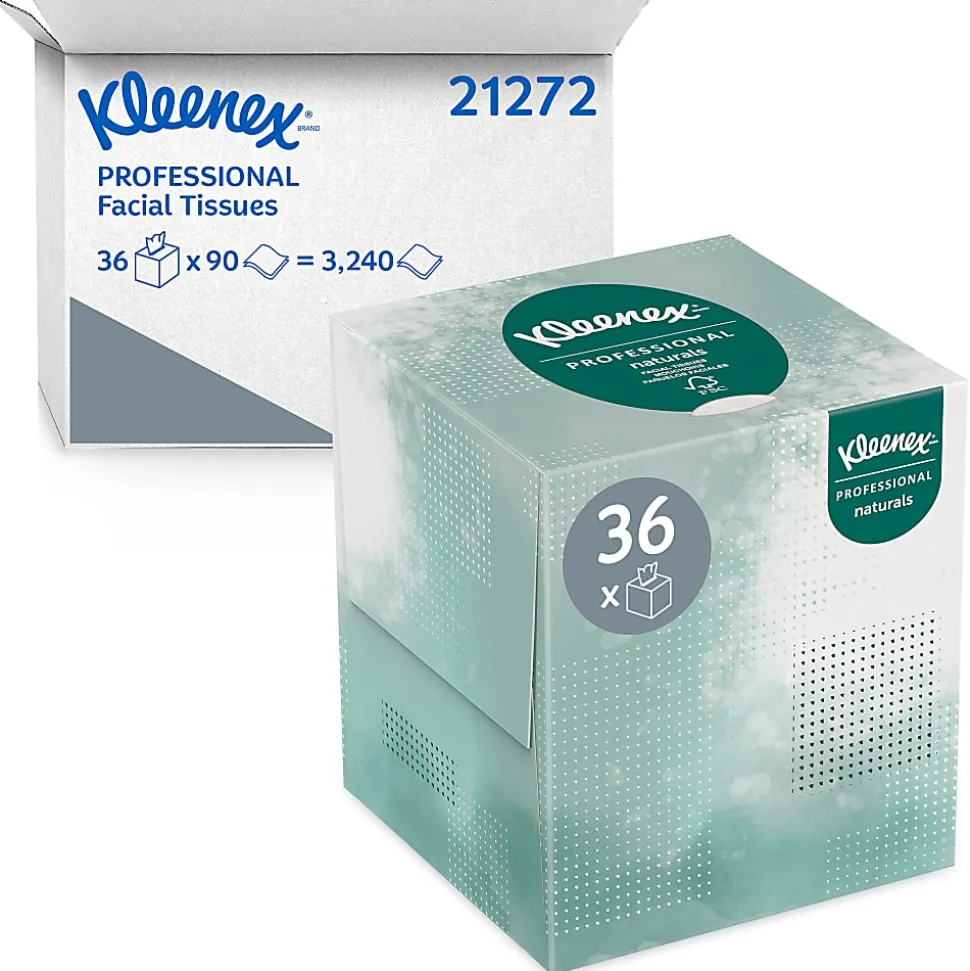 Kleenex® Professional Naturals Facial Tissue, 2-Ply, White, Flat Facial Tissue Boxes for Business, 125 Sheets Per Box, Case of 48 Boxes