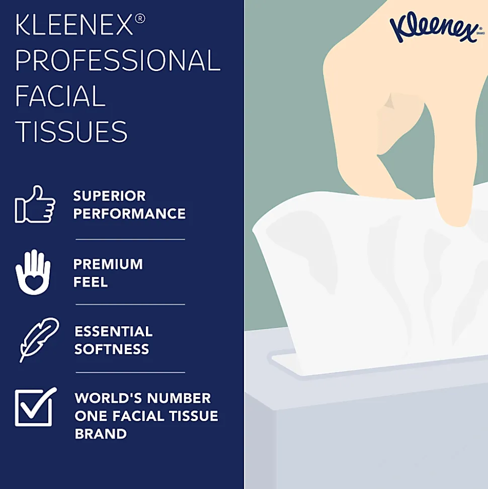 Kleenex® Professional Naturals Facial Tissue, 2-Ply, White, Flat Facial Tissue Boxes for Business, 125 Sheets Per Box, Case of 48 Boxes