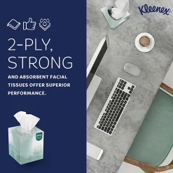 Kleenex® Professional Naturals Facial Tissue, 2-Ply, White, Flat Facial Tissue Boxes for Business, 125 Sheets Per Box, Case of 48 Boxes