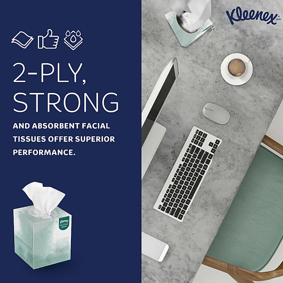 Kleenex® Professional Naturals Facial Tissue, 2-Ply, White, Flat Facial Tissue Boxes for Business, 125 Sheets Per Box, Case of 48 Boxes