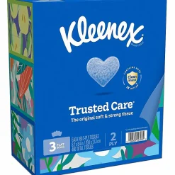Kleenex® Trusted Care 2-Ply Tissues, 8-7/16" x 8-1/2", White, 160 Tissues Per Box, Pack Of 3 Boxes