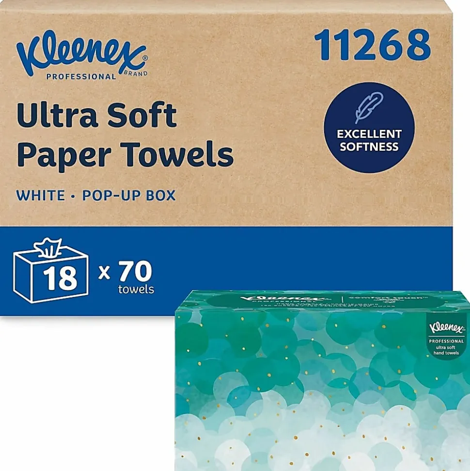 Kleenex® Ultra-Soft 1-Ply Paper Towels In Pop-Up Box, 70 Paper Sheets Per Pack, Case Of 18 Packs