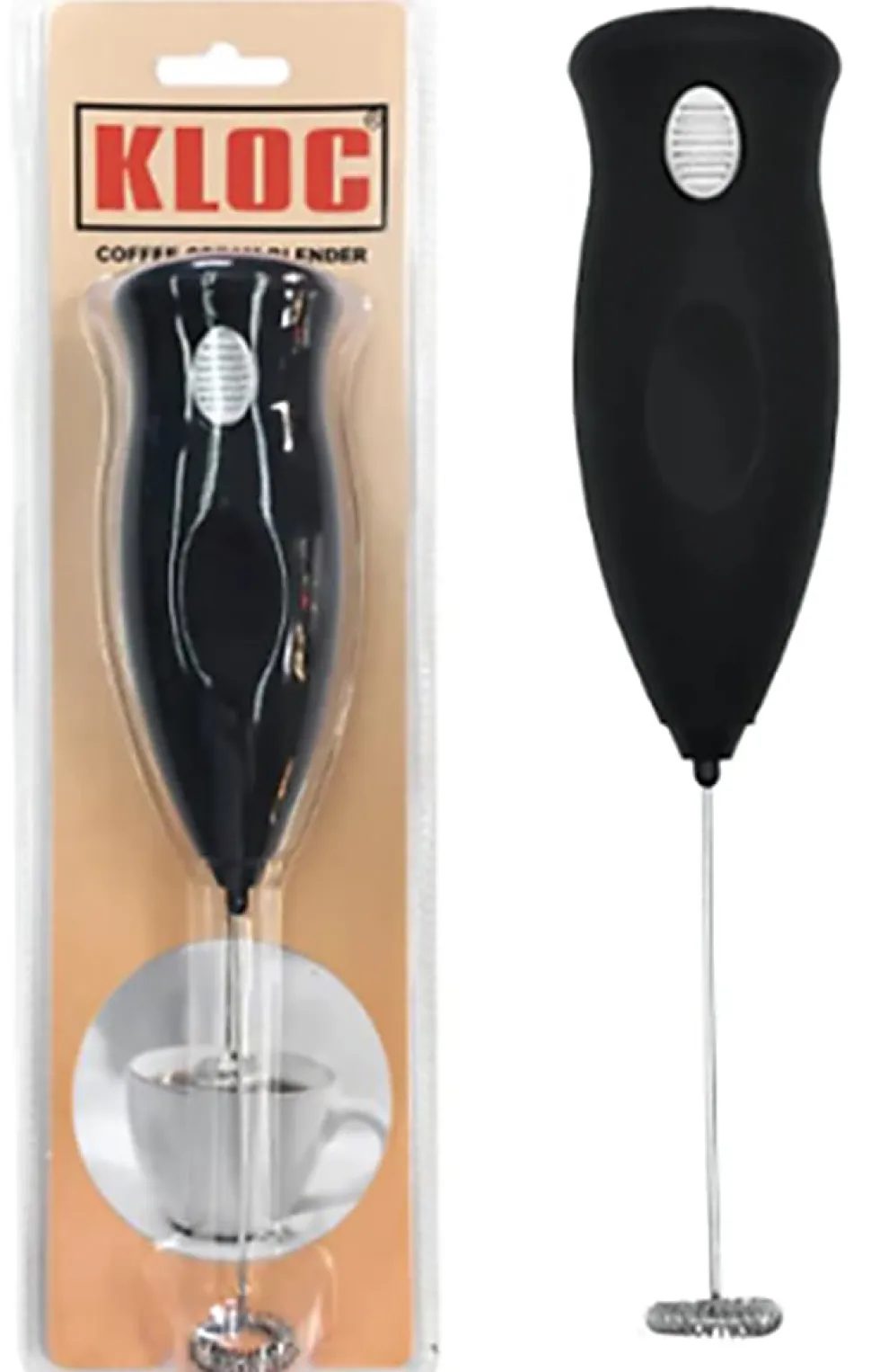 Kloc Coffee Cream 1-Speed Immersion Hand Blender, Black