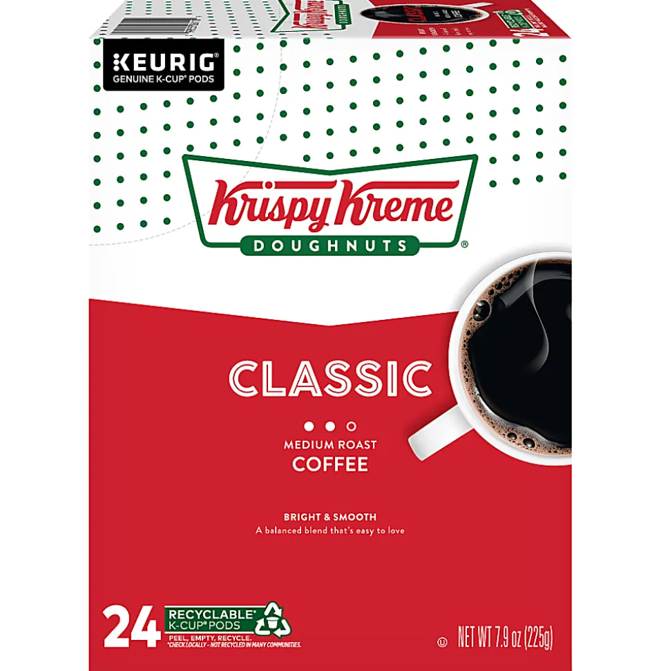 Krispy Kreme Classic Coffee Keurig Single Serve K-Cup Pods, Medium Roast, 24 Pods Per Pack, Case Of 4 Packs