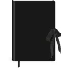 Lady Jayne Vegan Leather Softcover Journal With Grosgrain Bow, 5-7/8" x 8-1/4", Ruled, 160 Pages, Black