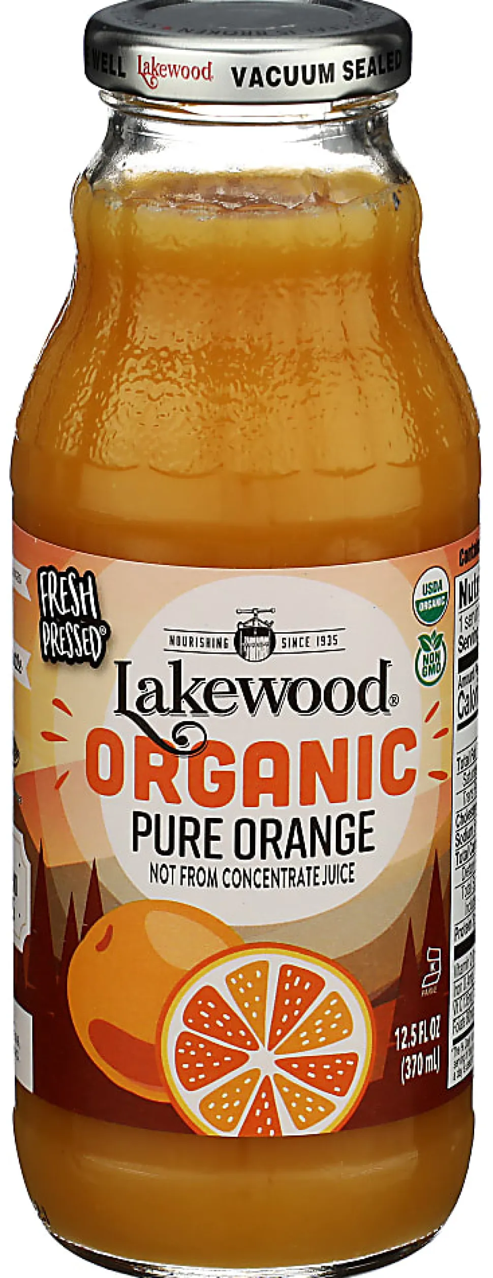 Lakewood Organic Pure Pressed Juice, Orange, 12.5 Oz, Total Qty 12