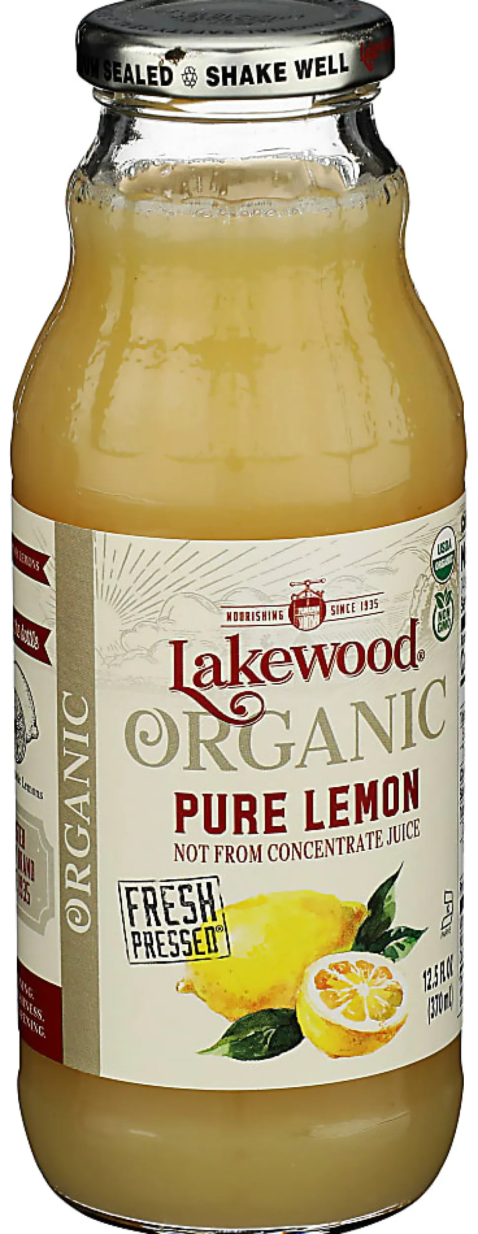 Lakewood Organic Pure Pressed Juice, Lemon, 12.5 Oz, Total Qty 12