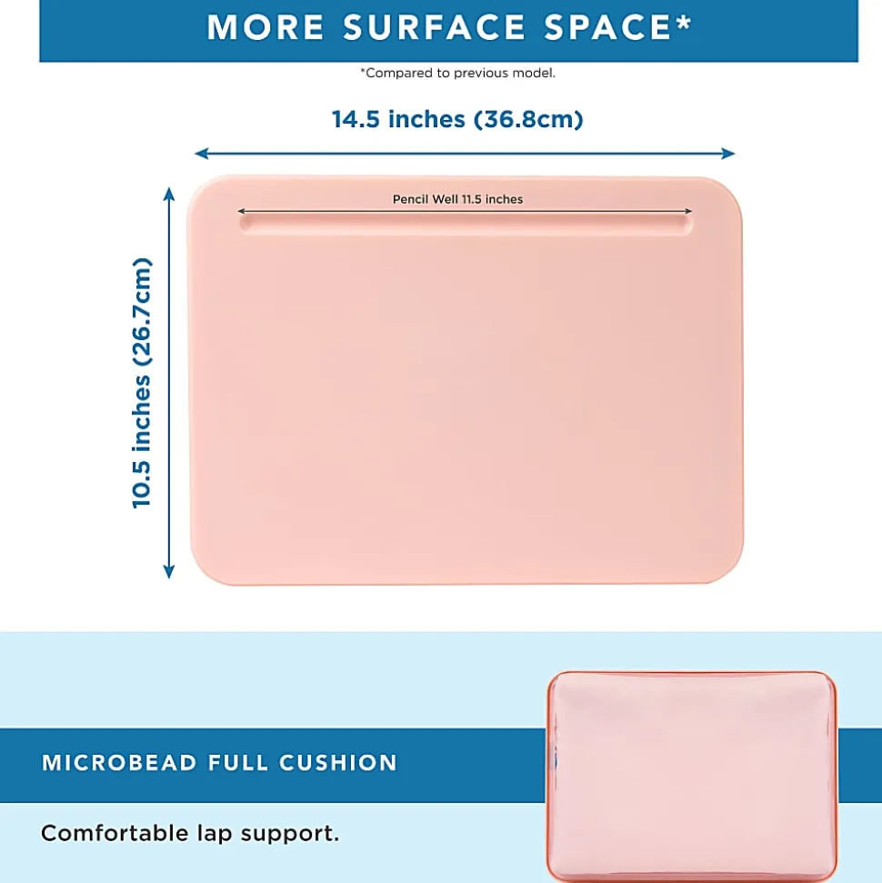 LapGear Compact Lap Desk With Cushioned Zipper Storage Pouch, 14-1/2" x 10-1/2", Pink