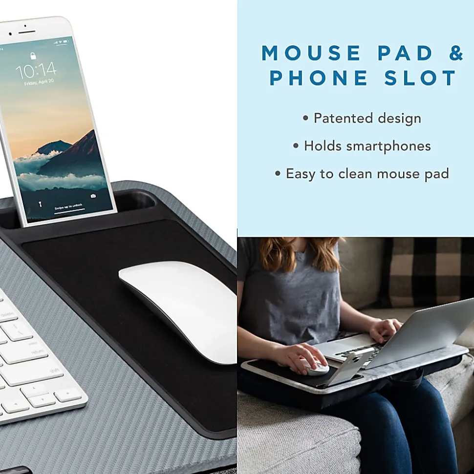 LapGear® Home Office Lap Desk, 21" x 12", Silver Carbon