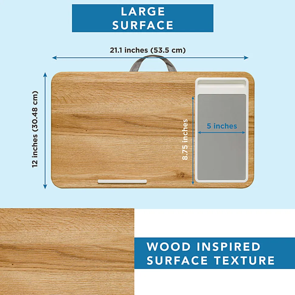 LapGear® Home Office Lap Desk, 21" x 12", Oak Woodgrain