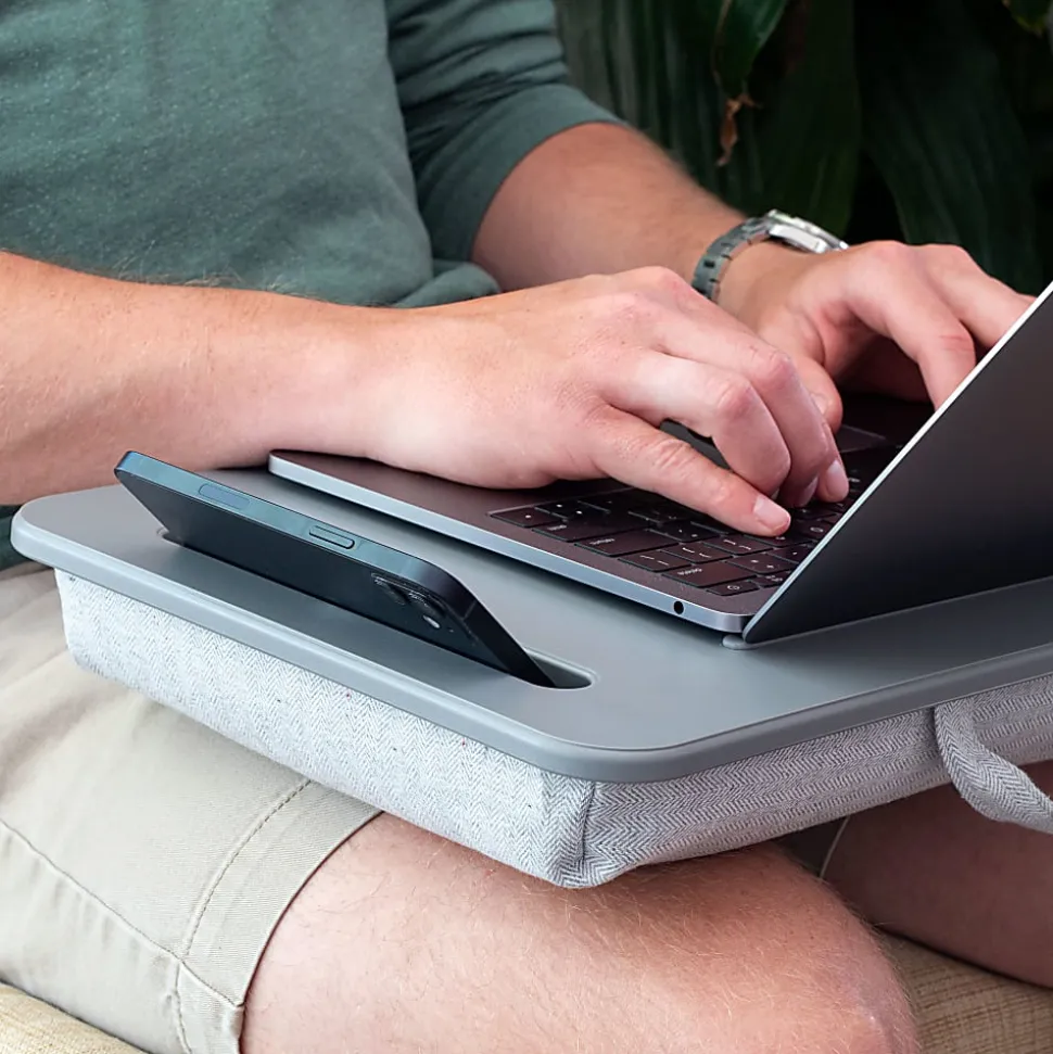 LapGear® Sidekick™ Lap Desk, 2-1/4"H x 17"W x 11"D, Gray Herringbone, 44215-OD