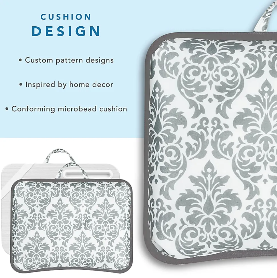LapGear XL Designer Lap Desk, 14 1/2" x 18 1/2", Gray Damask