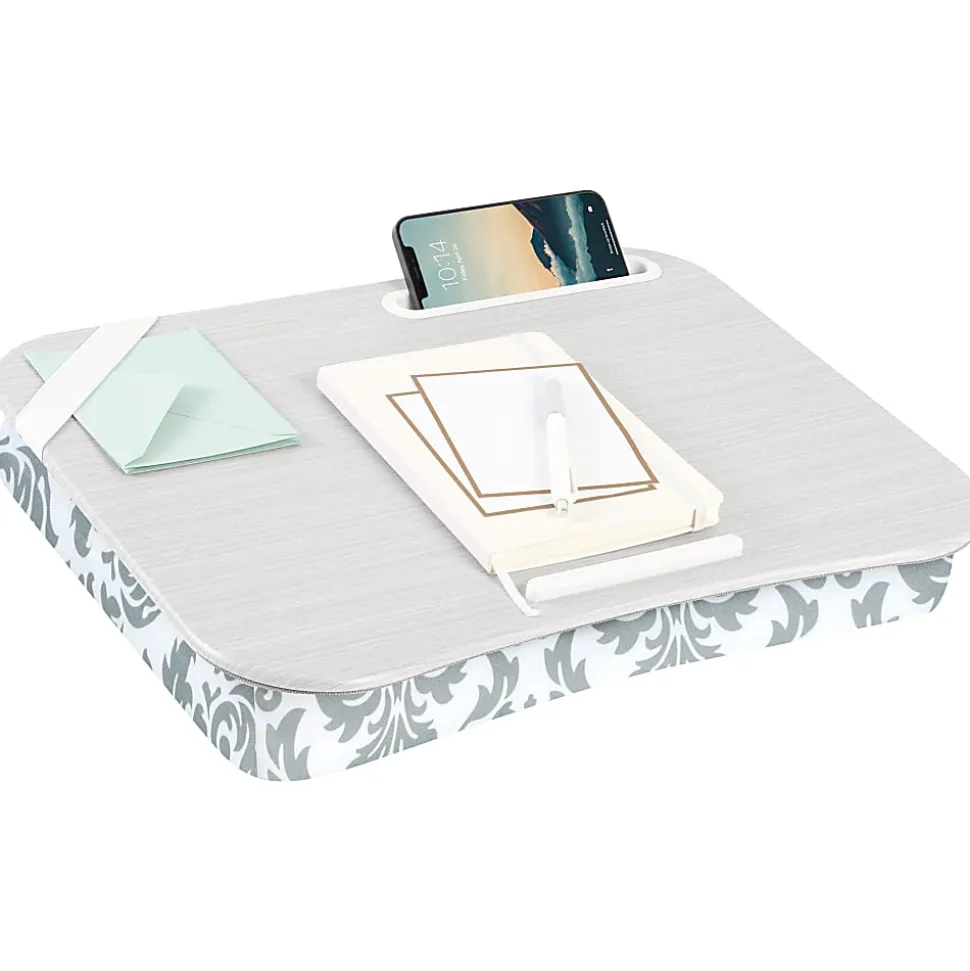 LapGear XL Designer Lap Desk, 14 1/2" x 18 1/2", Gray Damask