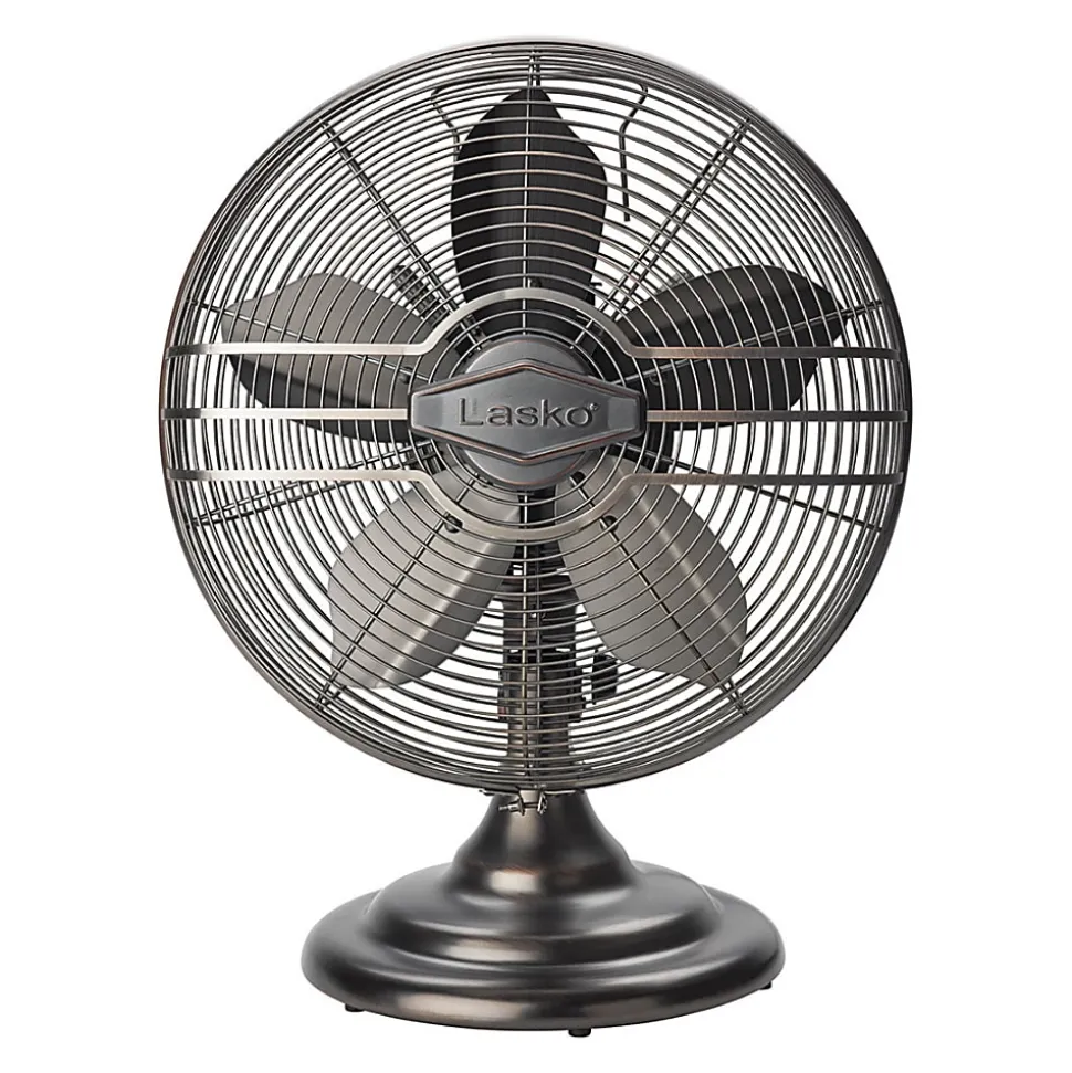 Lasko 12" Classic Metal Table Fan, 12" Diameter, 3 Speed, Quiet, Carrying Handle, Oscillating, 17.3"H x 13.3"W, Metal