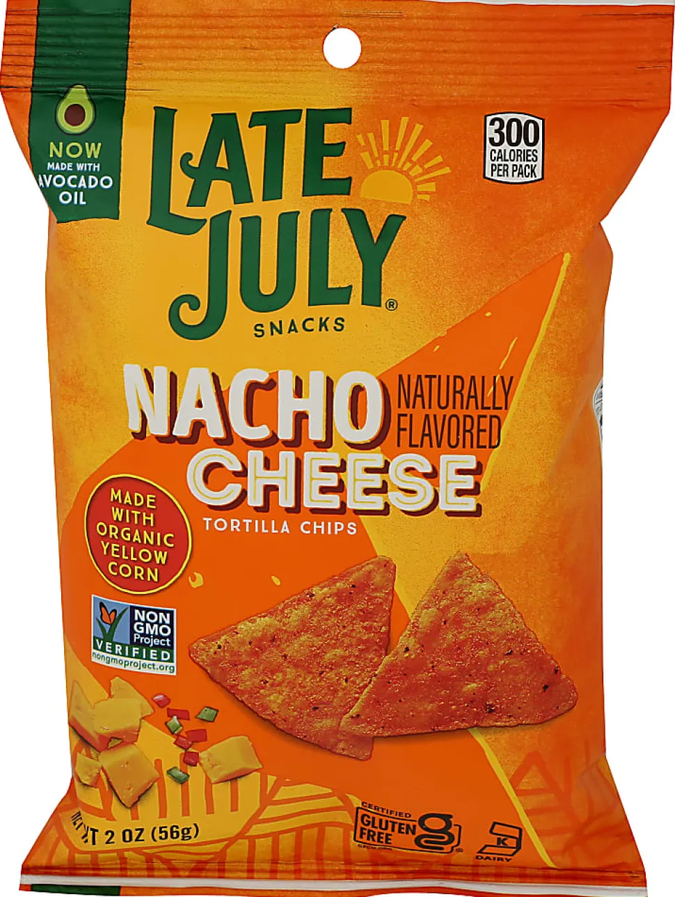Late July Snacks Tortilla Chips, Nacho Cheese, 2 Oz, Total Qty 24