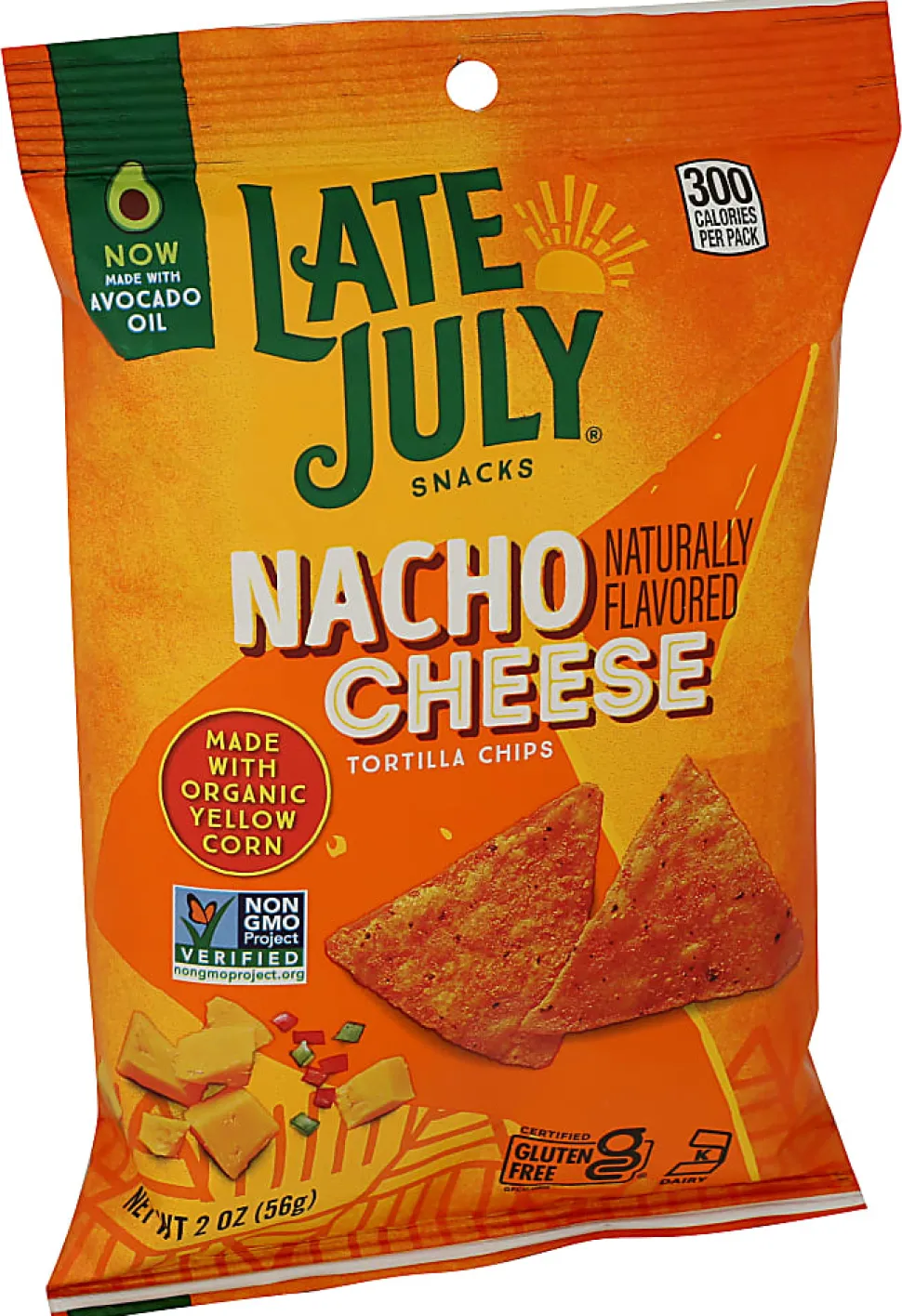 Late July Snacks Tortilla Chips, Nacho Cheese, 2 Oz, Total Qty 24