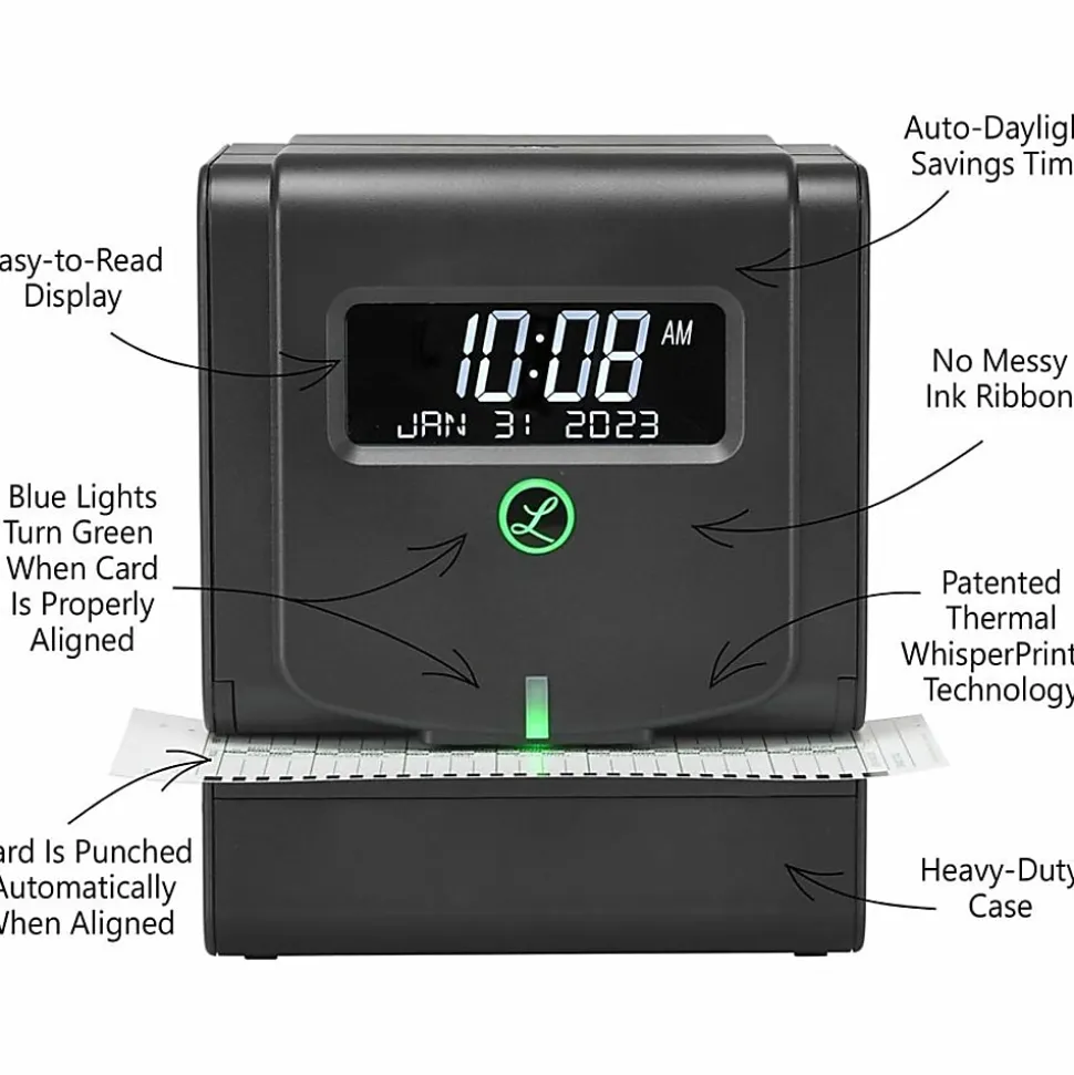 Lathem 2100 HD Heavy-Duty Thermal Print Time Clock, Gray