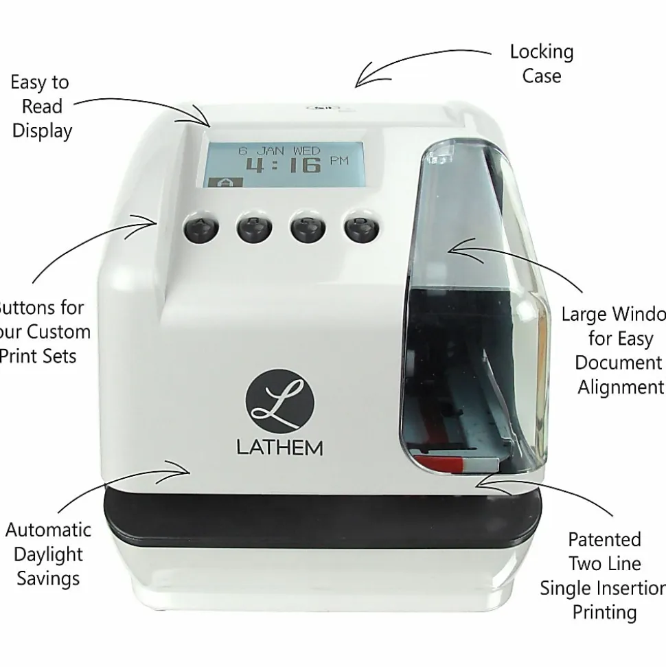 Lathem LT5 Electronic Time and Date Stamp - Card Punch/Stamp - Digital - Time, Date Record Time