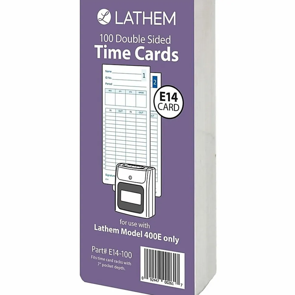 Lathem Model 400E Double Sided Time Cards - Double Sided Sheet - Blue Print Color - 100 / Pack