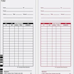 Lathem Time Cards, Numbered 1-100, 2-Sided, 3 3/8