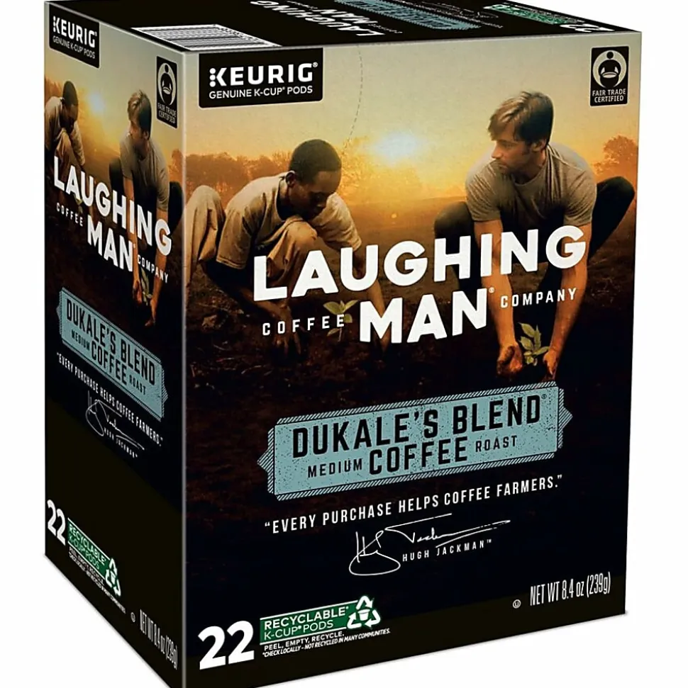 Laughing Man Single-Serve Coffee K-Cup® Pods, Medium Roast, Dukale's Blend, Carton Of 22