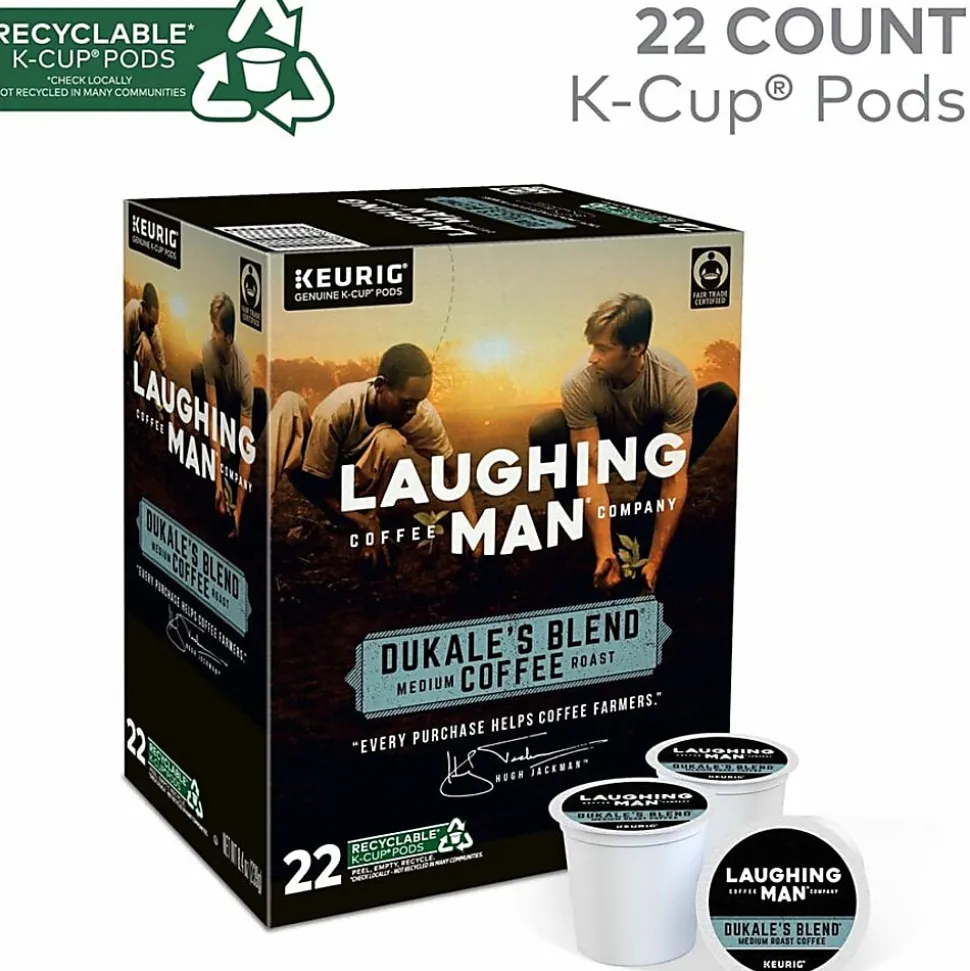 Laughing Man Single-Serve Coffee K-Cup® Pods, Medium Roast, Dukale's Blend, Carton Of 22