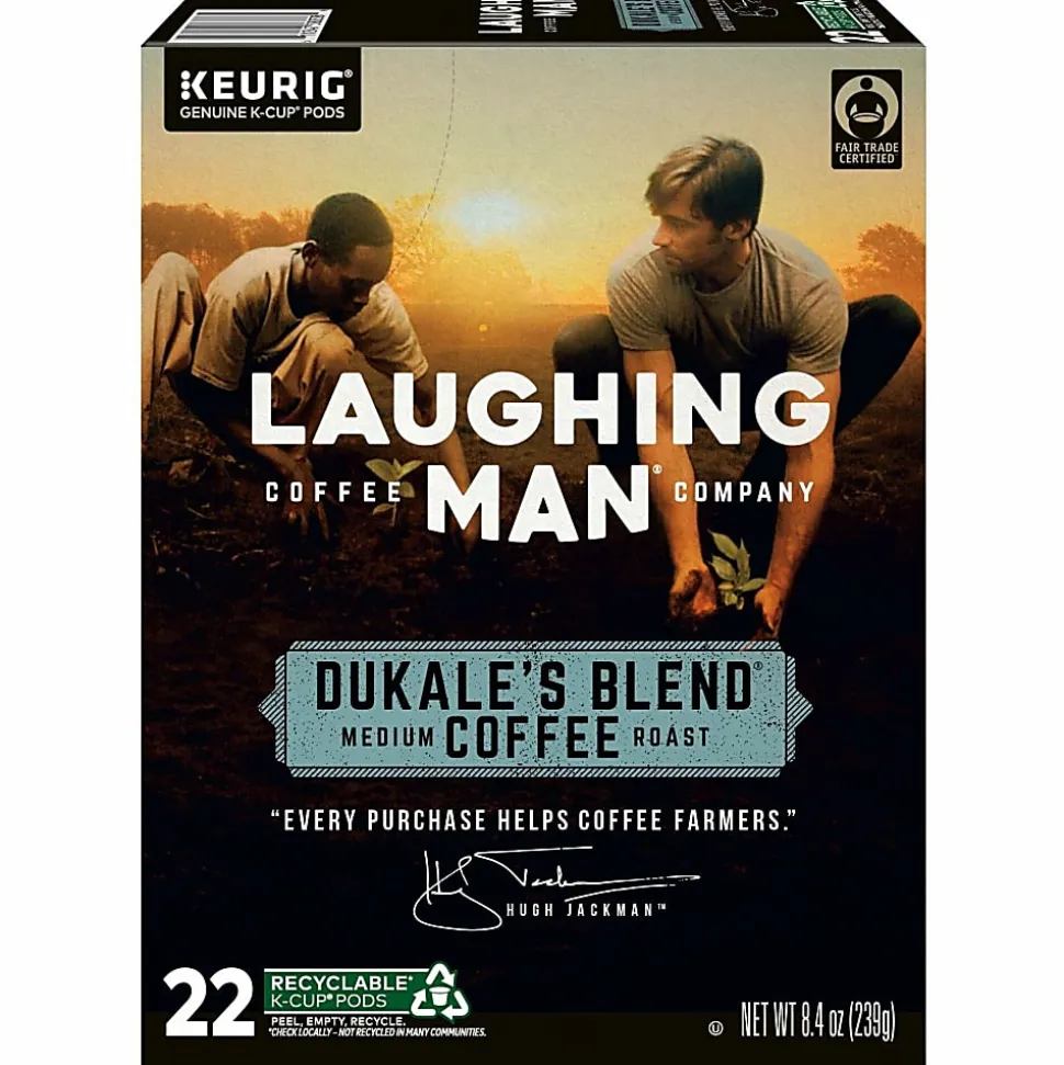 Laughing Man Single-Serve Coffee K-Cup® Pods, Medium Roast, Dukale's Blend, Carton Of 22