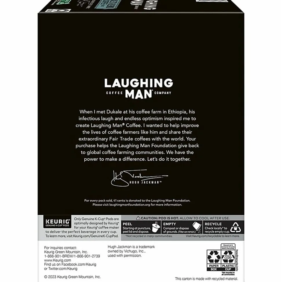 Laughing Man Single-Serve Coffee K-Cup® Pods, Medium Roast, Dukale's Blend, Carton Of 22