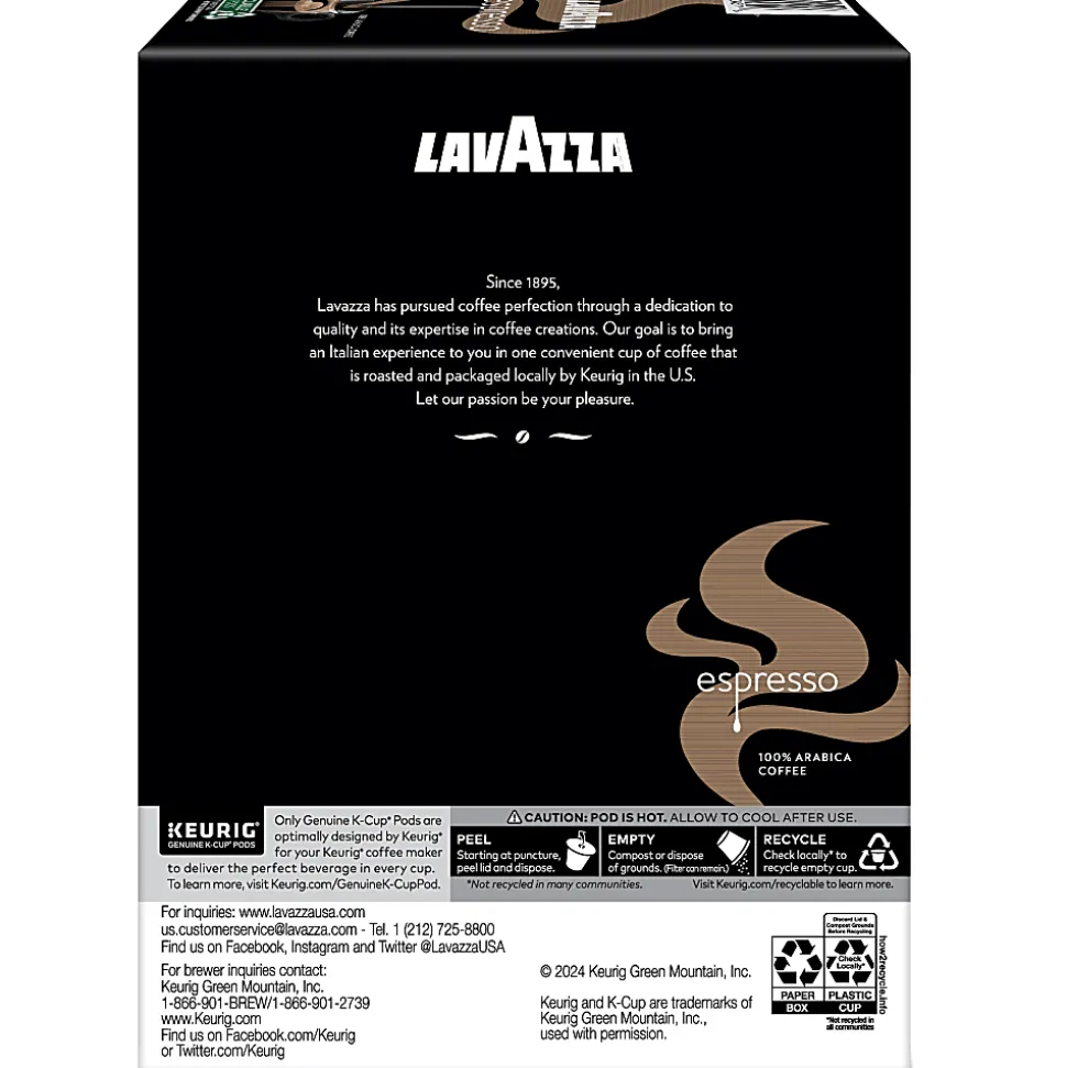Lavazza Espresso Single-Serve Keurig K-Cup Pods, Medium Roast, Box Of 22 Pods