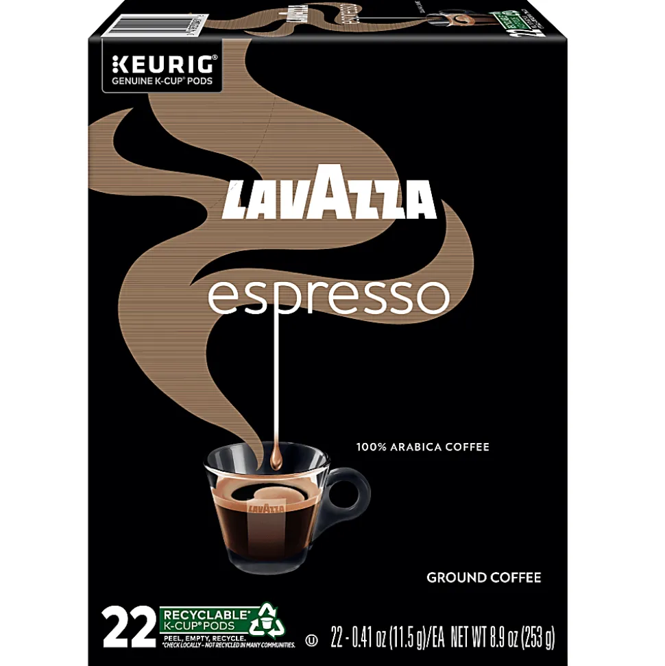 Lavazza Espresso Single-Serve Keurig K-Cup Pods, Medium Roast, Box Of 22 Pods