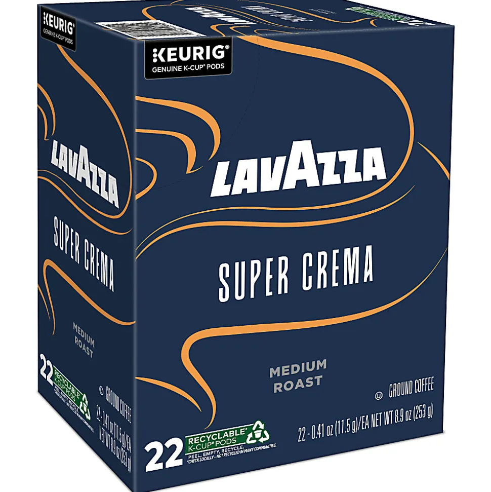 Lavazza Super Crema, Single Serve Keurig K-Cup Pods, Medium Espresso Roast Coffee, 22 Count