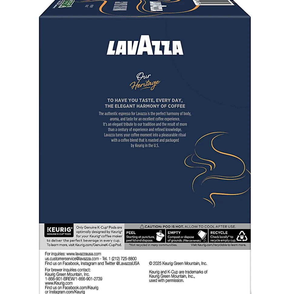 Lavazza Super Crema, Single Serve Keurig K-Cup Pods, Medium Espresso Roast Coffee, 22 Count