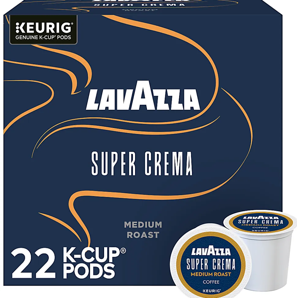 Lavazza Super Crema, Single Serve Keurig K-Cup Pods, Medium Espresso Roast Coffee, 22 Count