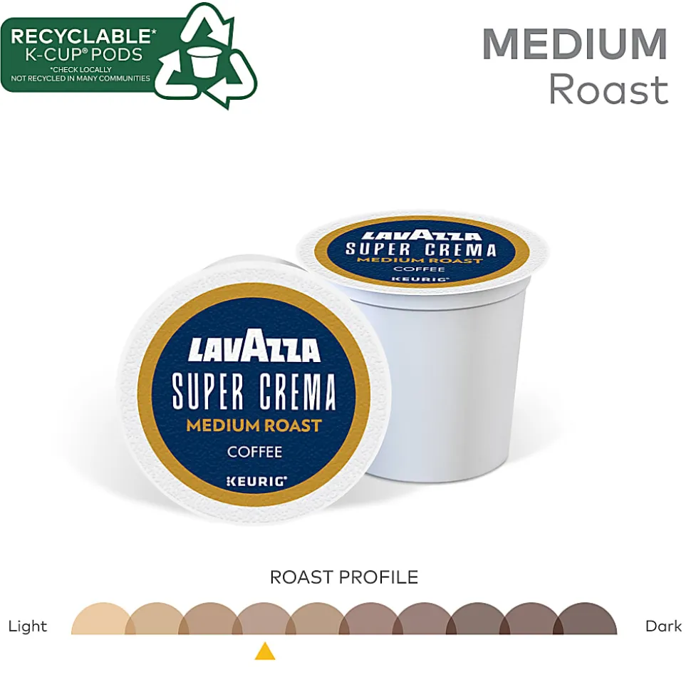 Lavazza® Super Crema Single Serve Keurig K-Cup® Pods, Medium Espresso Roast Coffee, 88 Count (4 Boxes of 22)