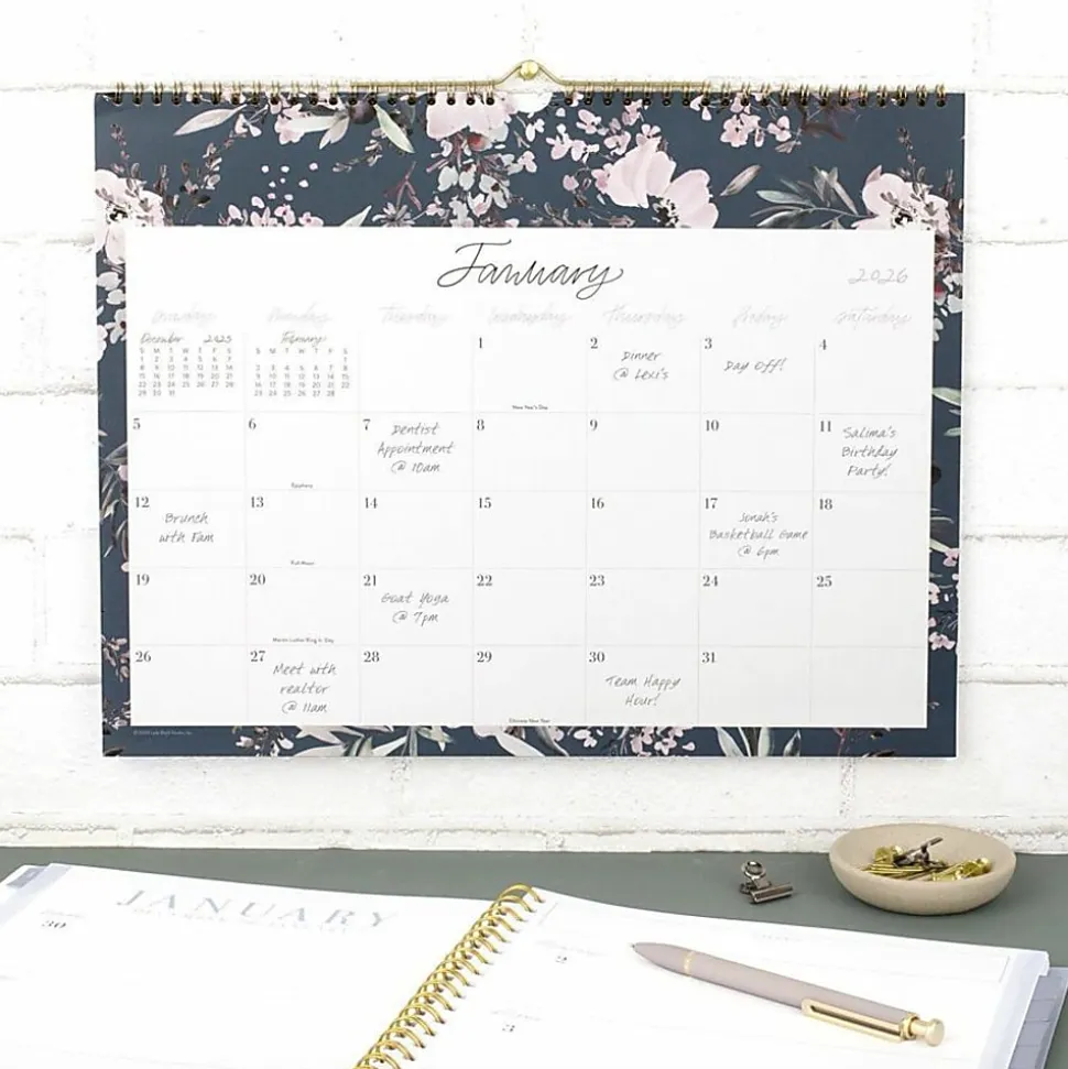 Leah Bisch™ for Cambridge® 2026 Monthly Wall Calendar, Calista Floral, Medium, 15" x 12"