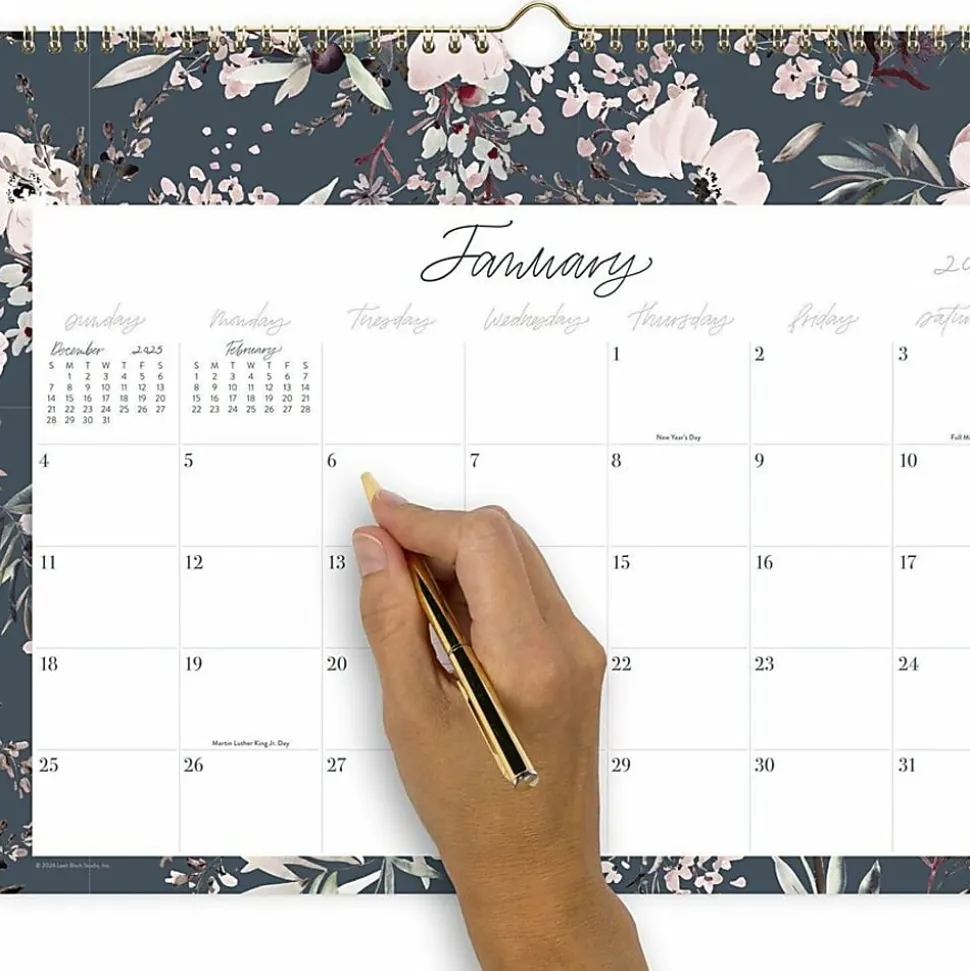 Leah Bisch™ for Cambridge® 2026 Monthly Wall Calendar, Calista Floral, Medium, 15" x 12"
