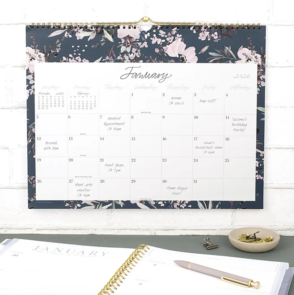 Leah Bisch™ for Cambridge® 2026 Monthly Wall Calendar, Calista Floral, Medium, 15" x 12"