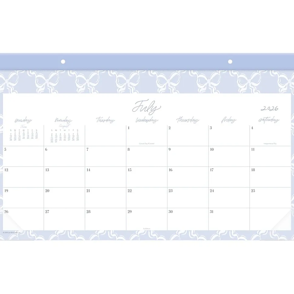 Leah Bisch™ for Mead Cambridge® Academic 2026-2027 Monthly Desk Pad Calendar, Bow Trellis, Compact, 17 3/4" x 11"