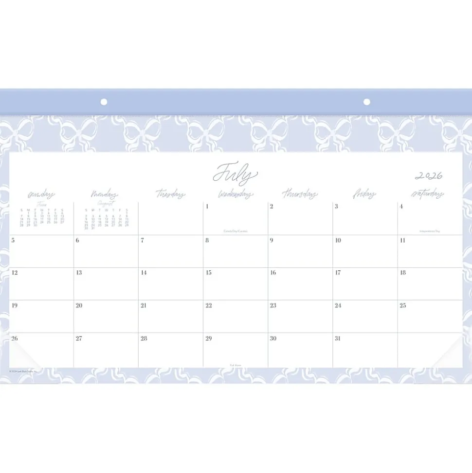 Leah Bisch™ for Mead Cambridge® Academic 2026-2027 Monthly Desk Pad Calendar, Bow Trellis, Compact, 17 3/4" x 11"