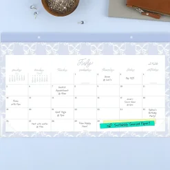 Leah Bisch™ for Mead Cambridge® Academic 2026-2027 Monthly Desk Pad Calendar, Bow Trellis, Compact, 17 3/4