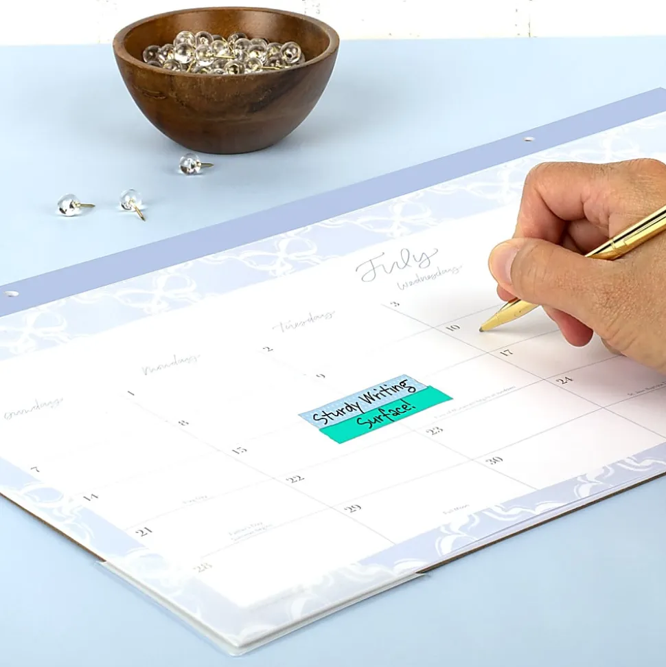 Leah Bisch™ for Mead Cambridge® Academic 2026-2027 Monthly Desk Pad Calendar, Bow Trellis, Compact, 17 3/4" x 11"