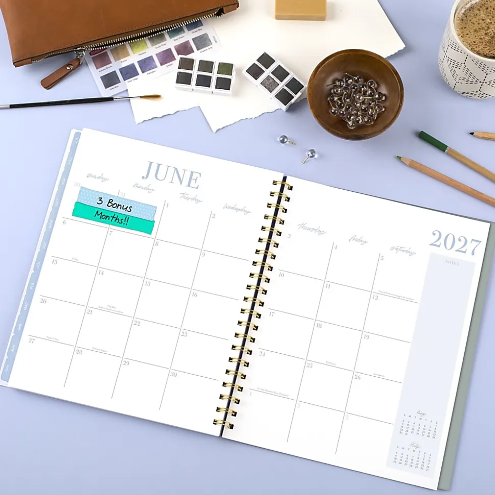 Leah Bisch™ for Mead Cambridge® Academic 2026-2027 Weekly Monthly Planner, Peony Field, Large, 8 1/2" x 11"